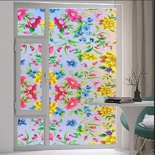 LIVECOOL LIVECOOL Frosted Window Self Adhesive Privacy Glass Film for Window Glass Decorative Window Sticker Wallpaper Vinyl Sheet for Glass Door Bathroom Home Window 24 X 150 Inch Colourful Butterfly  - Image 2