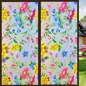 LIVECOOL LIVECOOL Frosted Window Self Adhesive Privacy Glass Film for Window Glass Decorative Window Sticker Wallpaper Vinyl Sheet for Glass Door Bathroom Home Window 24 X 150 Inch Colourful Butterfly  - Image 5