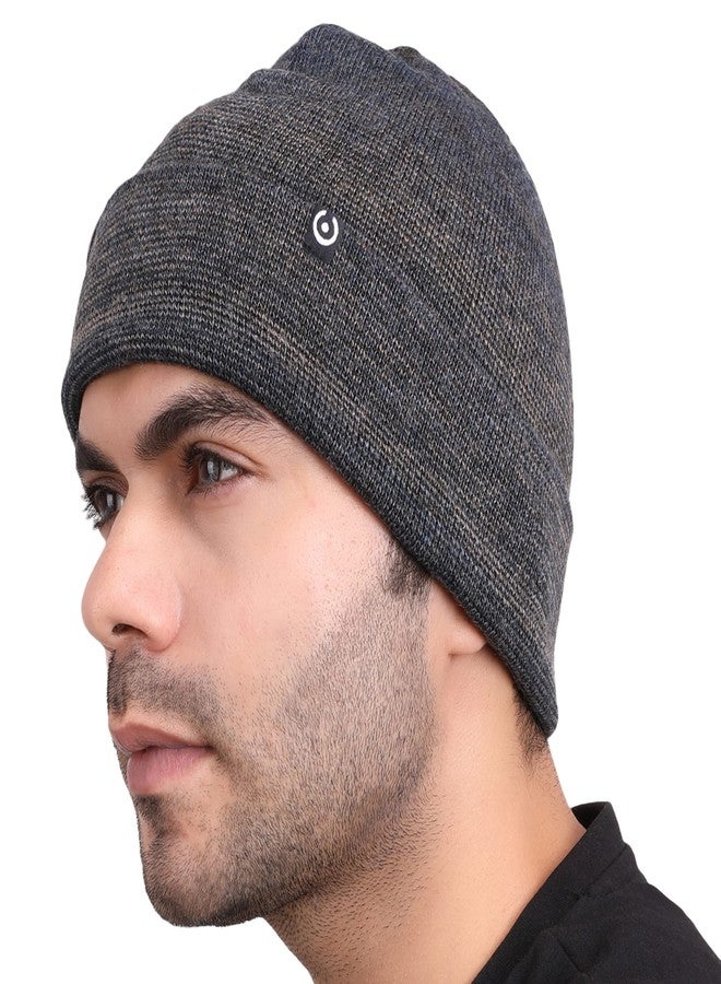 Coreteq Unisex Melange Woollen Folded Cuff Beanie Cap (Space Navy, Free Size, Pack of 1) - Image 1