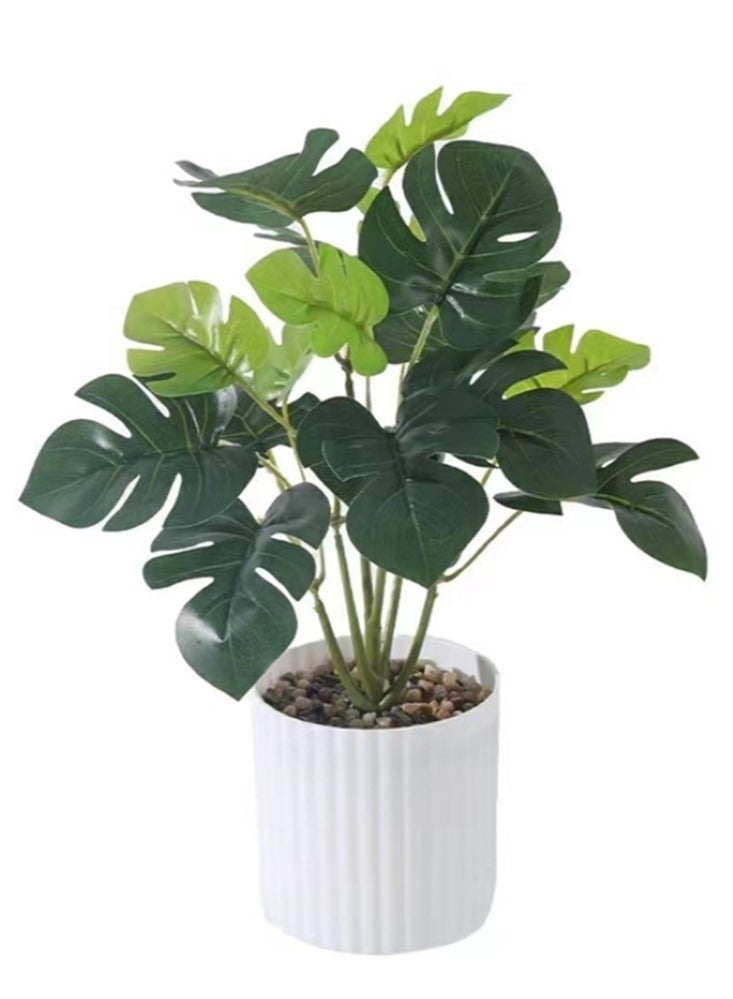 كوتيس 1 قطعة نبات صناعي مع وعاء لديكور الحديقة المنزلية أخضر / أبيض 30x30 سم - Image 1
