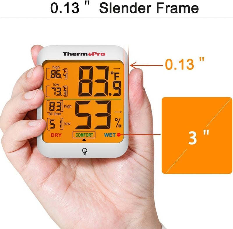 LABART ThermoPro TP53 Digital Hygrometer Indoor Thermometer for Home, Temperature Humidity Sensor with Comfort Indicator & Max Min Records, Backlight Display Room Thermometer Humidity Meter - Image 2