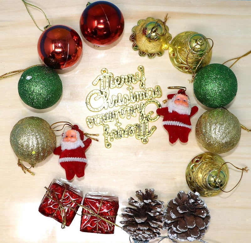 Sanvatsar Christmas Tree Ornaments Decorative Hanging Balls Bells Stars Christmas Tree Decorations Set 25 pc - Image 1