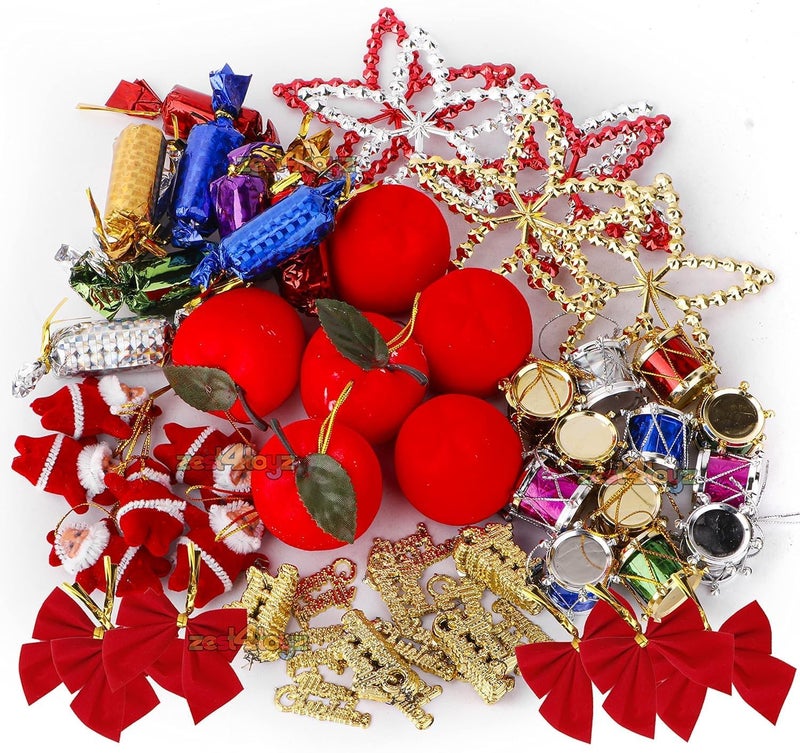 Sanvatsar Christmas Tree Ornaments Decorative Hanging Balls Bells Stars Christmas Tree Decorations Set 25 pc - Image 4