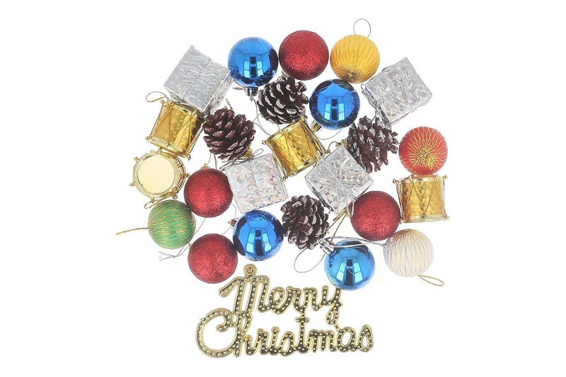 Sanvatsar Christmas Tree Ornaments Decorative Hanging Balls Bells Stars Christmas Tree Decorations Set 25 pc - Image 5
