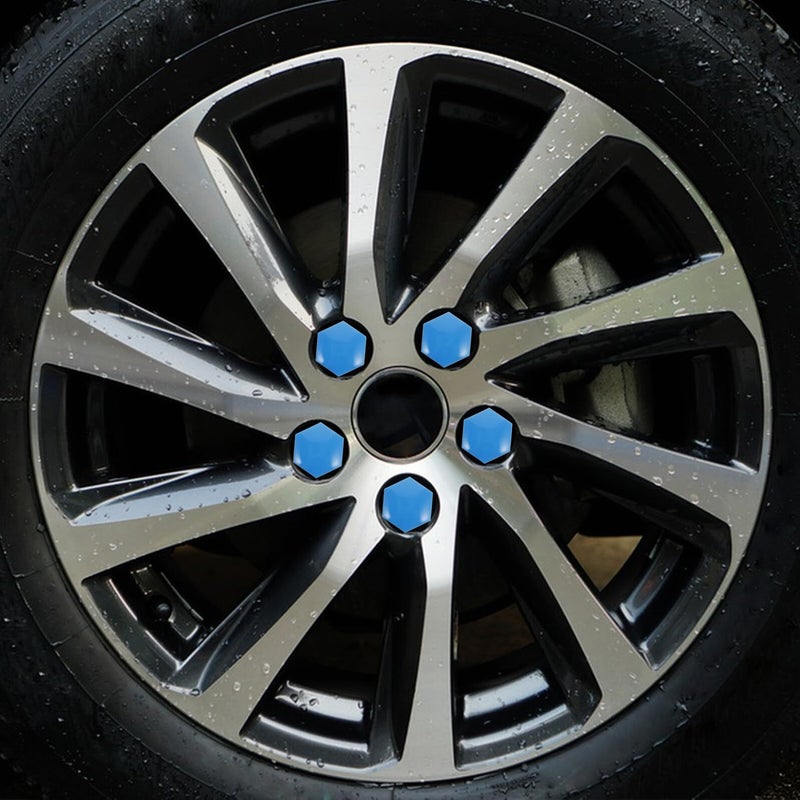 19mm Glossy Blue Car Wheel Lug Nut Covers 20pcs With Black Clip Tire Valve Stem Protection - Image 5