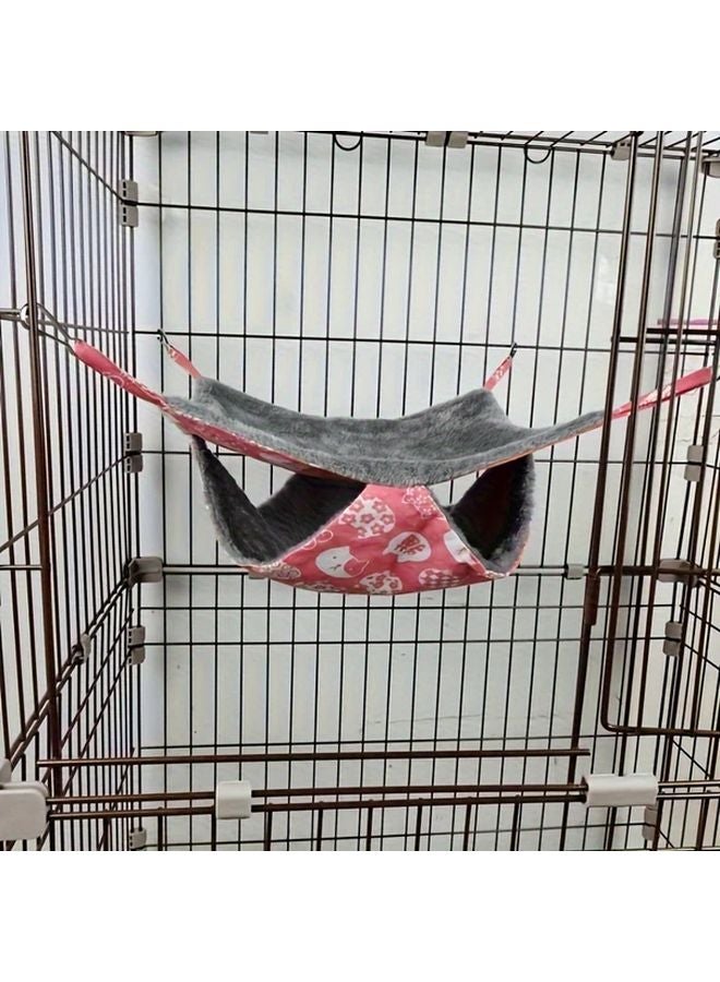 أرجوحة مزدوجة الطبقات معزولة باللون الأحمر لحيوانات أليفة صغيرة، حقيبة نوم معلقة للسناجب - Image 3