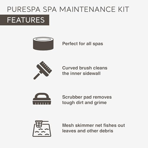 Intex PureSpa Hot Tub and Spa Maintenance Accessory Kit with Curved Brush, Mesh Net Skimmer, and Scrubber for Inflatable PureSpa Home Hot Tubs - Image 4