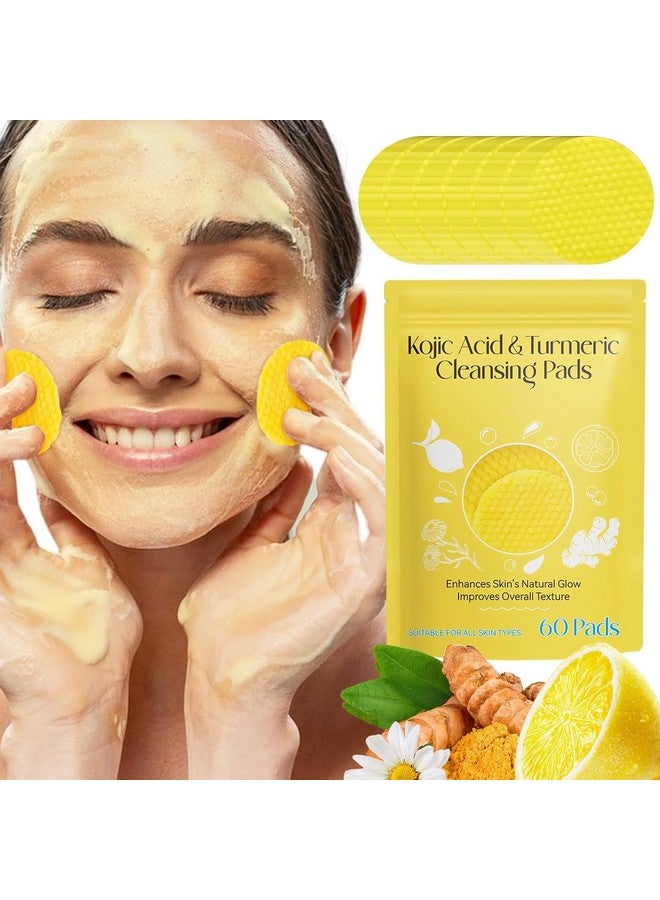 KG Turmeric Kojic Acid Cleansing Pads, 60 Count Turmeric and Kojic Acid Pads, Mild and Non-irritating, Suit for All Skin Types ,Turmeric Pads for Face and Body Cleansing and Exfoliating, Brightening, Suitable for Oily and Dry Skin - Image 1
