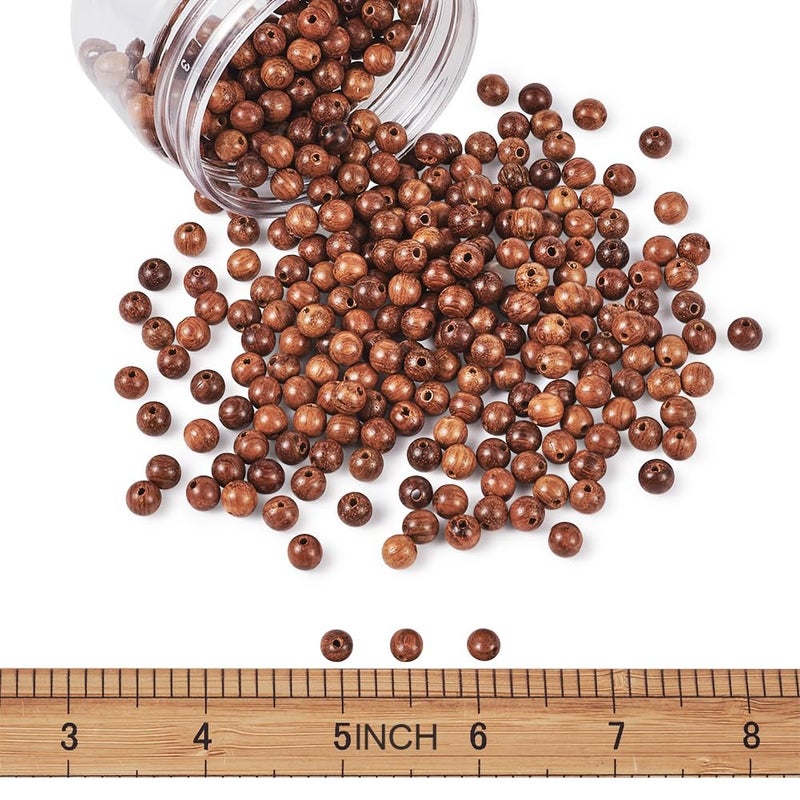 400pcsBox Natural Round Wood Scentedros Beads 6mm Undyed Waxed Ball Spacer Beads Wooden Loose Beads for DIY Jewelry Crafts Making Sienna