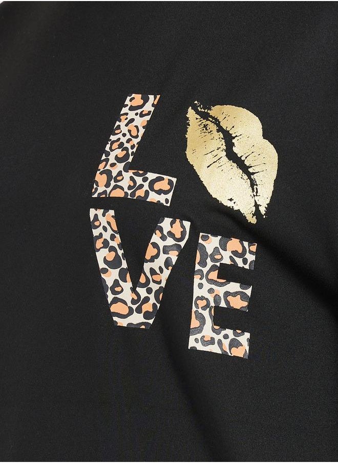 Styli - Oversized Graphic Print Round Neck Longline T-shirt - Image 1