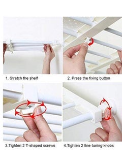 AIWANTO Storage Rack Extendable Tension Shelf Strong Telescopic Shelf Strong Loads With Shelf Shelf No Drilling Wide White 24x80cm  - Image 3