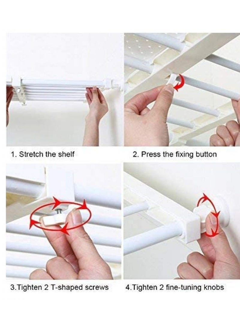 AIWANTO - Storage Rack Extendable Tension Shelf Strong Telescopic Shelf Strong Loads With Shelf Shelf No Drilling Wide White 24x80cm - Image 1
