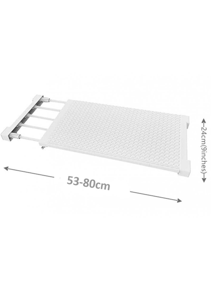 AIWANTO - Storage Rack Extendable Tension Shelf Strong Telescopic Shelf Strong Loads With Shelf Shelf No Drilling Wide White 24x80cm - Image 1