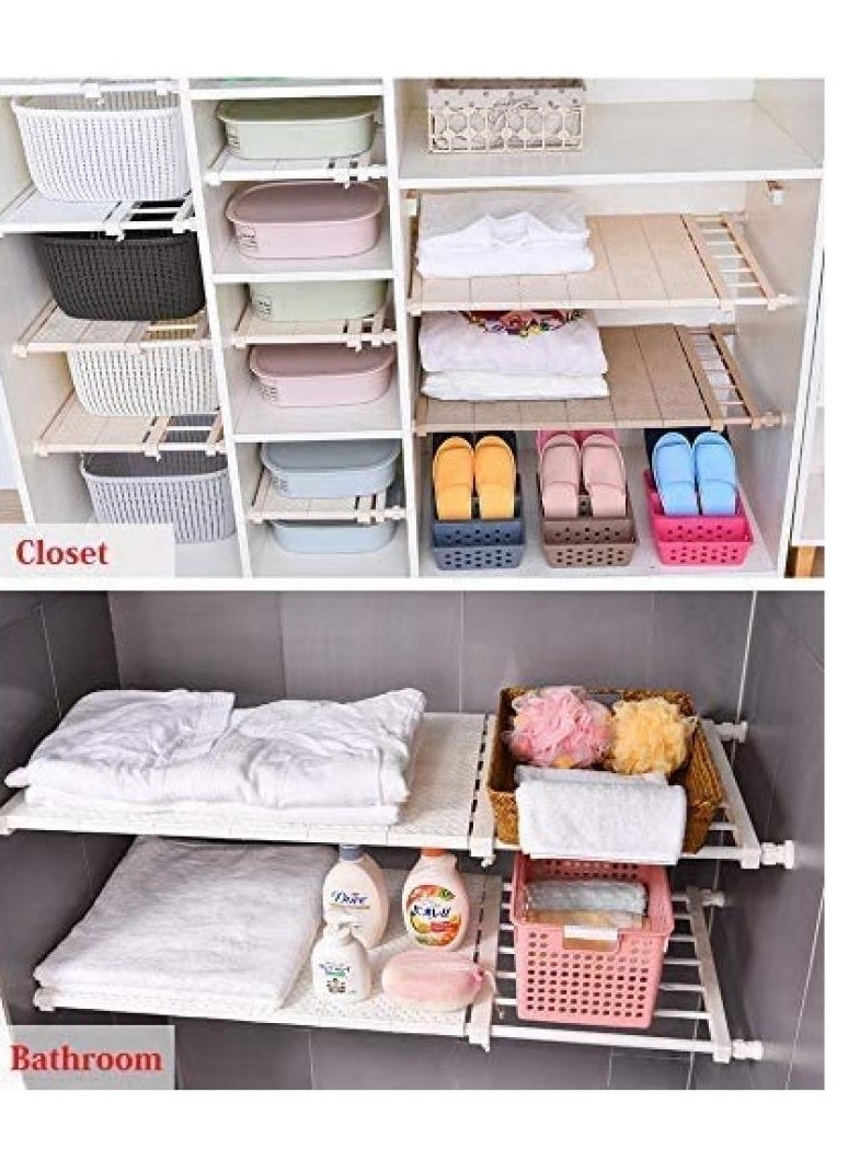 AIWANTO - Storage Rack Extendable Tension Shelf Strong Telescopic Shelf Strong Loads With Shelf Shelf No Drilling Wide White 24x80cm - Image 1