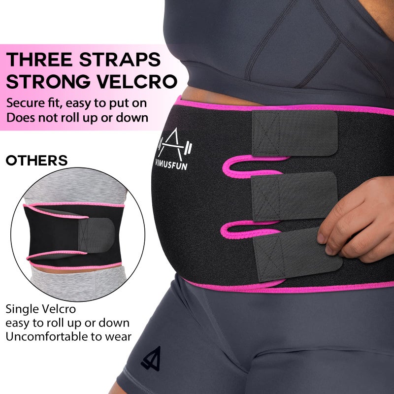 VIMUSFUN Waist Trimmer Belt Men Sweat Band Waist Trainer For Women Lower Belly Fat Tummy Stomach Wraps Waste Trainers Low Back Support Small/Medium/Large/Plus Size Black - Image 4
