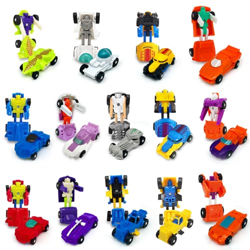 AMENON 28 Pack Easter Basket Stuffers Transforming Car Robot Toys Easter Gifts for Kids Classroom Exchange 14 Style Mini Vehicle Transform Toys Party Favor for Boys Easter Basket Fillers Ideas Gifts - Image 1