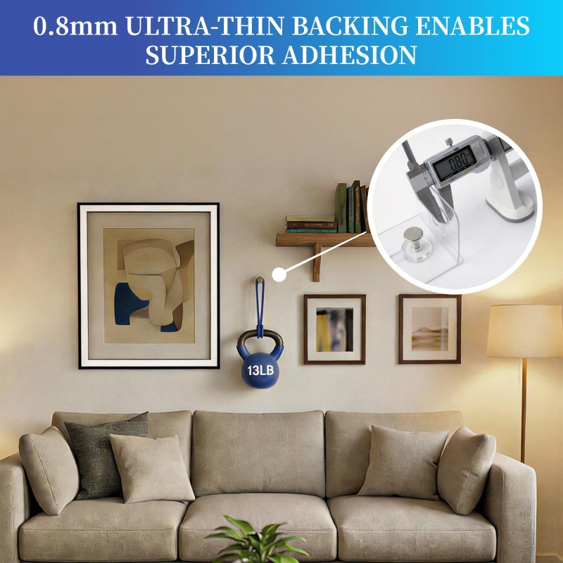 Aweshock Picture Hangers Without Nails, Nail Free Wall Hangers,20 Counts Adhesive Wall Hooks for Hanging with Waterproof and Oilproof,13 lbs Load Max - Image 4