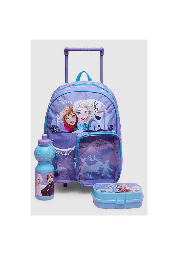 أر أند بي 3 Pack Frozen Print Trolley Backpack Set - 12"