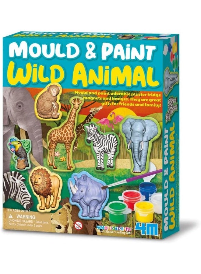 4m مجموعة 4M لصب ورسم الحيوانات البرية - صب ورسم 6 مغناطيسات وشارات حيوانات ثلاثية الأبعاد للأطفال من عمر 5 سنوات فما فوق | تشمل القوالب، والألوان، والمغناطيسات، ودبابيس الشارات، والتعليمات | فن STEM الممتع | النموذج 00-04775 - Image 3