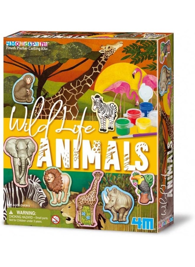 4m مجموعة 4M لصب ورسم الحيوانات البرية - صب ورسم 6 مغناطيسات وشارات حيوانات ثلاثية الأبعاد للأطفال من عمر 5 سنوات فما فوق | تشمل القوالب، والألوان، والمغناطيسات، ودبابيس الشارات، والتعليمات | فن STEM الممتع | النموذج 00-04775 - Image 1