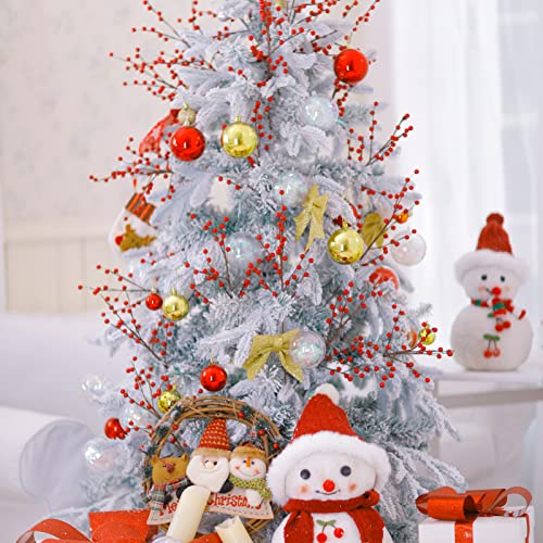 wikdey Red Holly Berry Stems for Christmas Tree,Total of 840 Red Berries,16.7in 24Pack Berry Stems,Hang Made Christmas Decor,Artificial Burgundy Berries,Fake Christmas Picks - Image 5