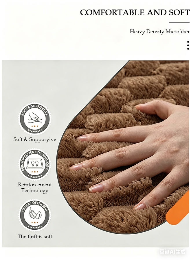 DUNISO 4 Piece Soft Bubble Textured Bathroom Rug Set, Non-Slip Absorbent Bath Mats with 50×80cm, 40×60cm, 40×50cm U-Shape Mat & 40×45cm Toilet Lid Cover,Brown Washable Plush Bathroom Accessories - Image 3