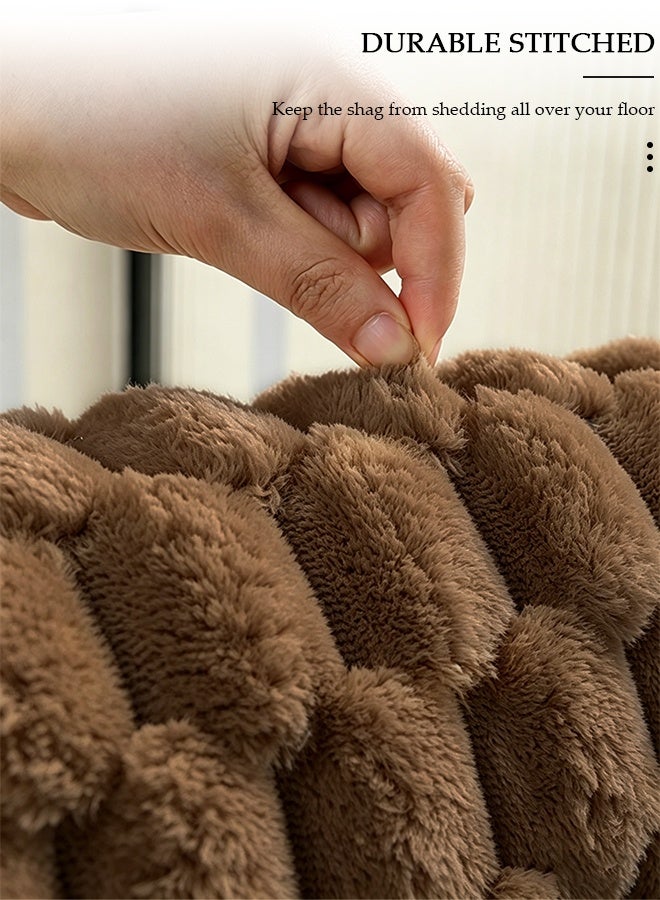 DUNISO 4 Piece Soft Bubble Textured Bathroom Rug Set, Non-Slip Absorbent Bath Mats with 50×80cm, 40×60cm, 40×50cm U-Shape Mat & 40×45cm Toilet Lid Cover,Brown Washable Plush Bathroom Accessories - Image 4