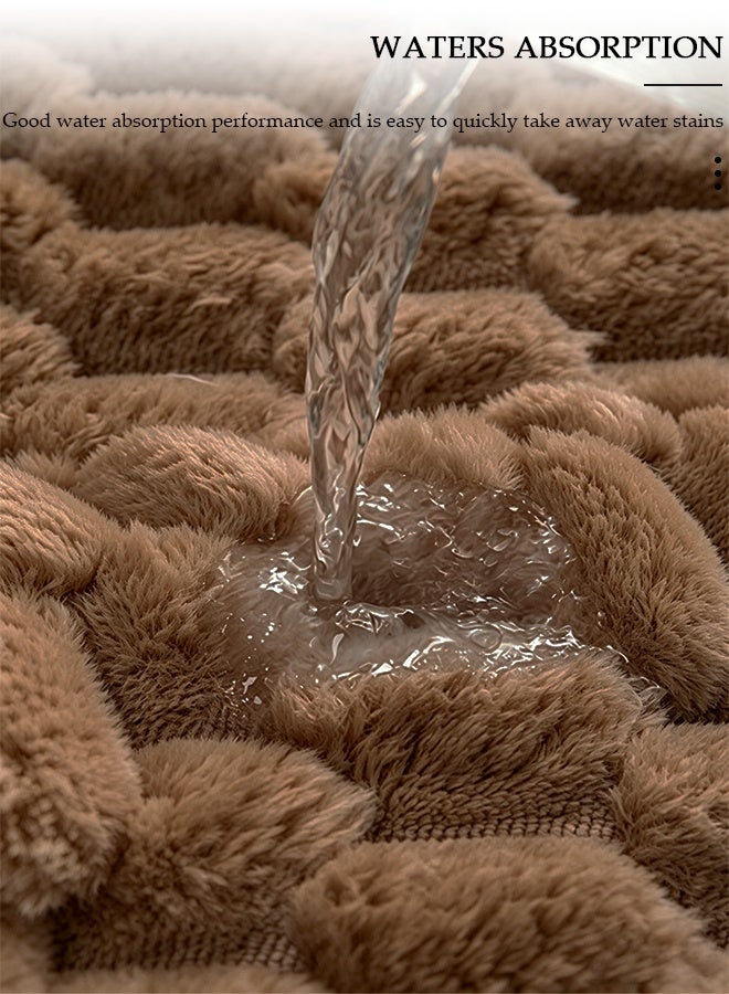 DUNISO 4 Piece Soft Bubble Textured Bathroom Rug Set, Non-Slip Absorbent Bath Mats with 50×80cm, 40×60cm, 40×50cm U-Shape Mat & 40×45cm Toilet Lid Cover,Brown Washable Plush Bathroom Accessories - Image 5