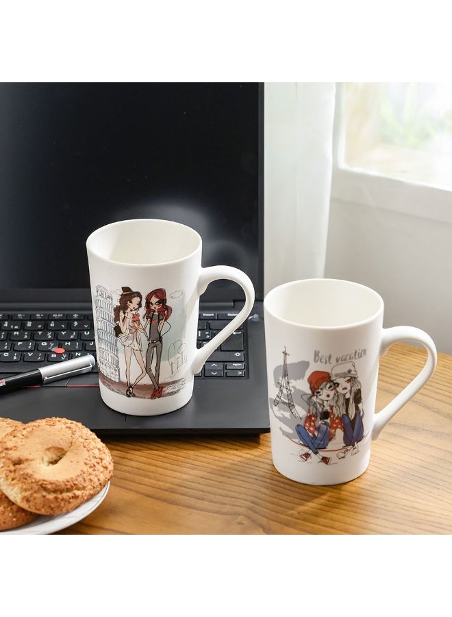 Danube Home Danube Essential 2-Piece New Bone China Mug Set Elegant And Durable Perfect For Tea Coffee Or Hot Beverages Stylish Design For Home Office Or Gift Use 8.3X7.1X12.6Cm 435Ml - Image 5