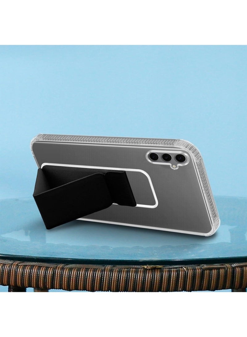 Techie Clear Shockproof Airbag Magnetic Secure Hand Grip Cover Case with Foldable Kickstand for Samsung Galaxy S24 FE– Black - Image 5