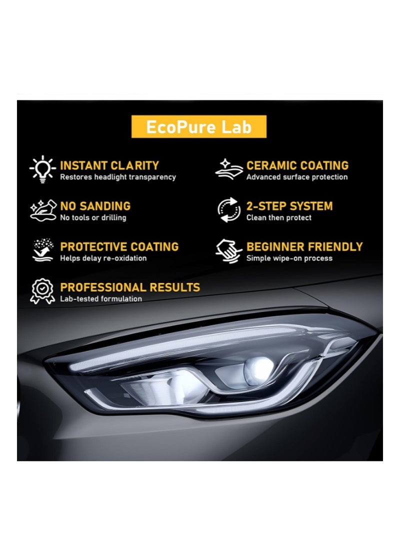 OGAS Headlight Restoration Wipes，a Headlight Restoration Kit That Requires No Sanding，Containing An Oxide Remover And Ceramic Coating With Uv Protection，Designed To Restore The Clarity Of Polycarbonate Lenses - Image 3