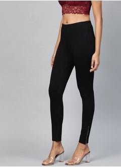 SASSAFRAS Solid Zip Detail Slim Fit Jeggings by Styli  - Image 2