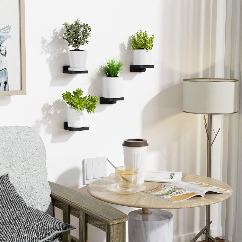 SRIWATANA Small Floating Shelves Wall Mounted, Wood Shelf for Decoration and Storage Set of 4, Mini Display Shelf for Bedroom, Bathroom, Kitchen, Office (Black, 4 inch) - Image 5