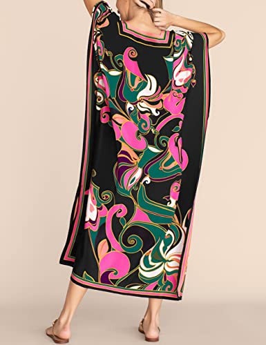 Bsubseach Women Plus Size Kaftan Dress Swimsuit Cover Up Caftan Maxi Beach Dresses Cover Ups Black - Image 3
