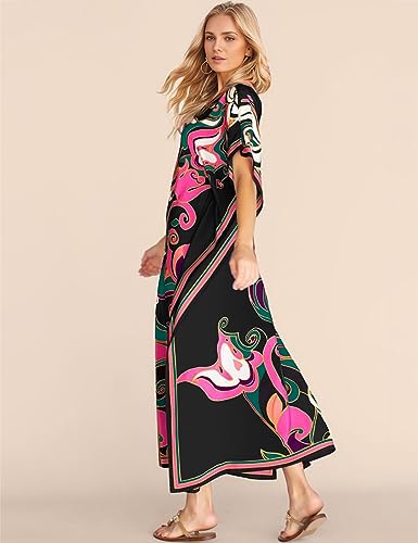 Bsubseach Women Plus Size Kaftan Dress Swimsuit Cover Up Caftan Maxi Beach Dresses Cover Ups Black - Image 2