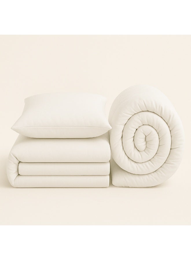 bukhamseen Luxury Cotton Hotel Quilted Bed sheet set, with 300 Thread Count 7 Pieces (stiched filling) Alfaisaliea - Image 2