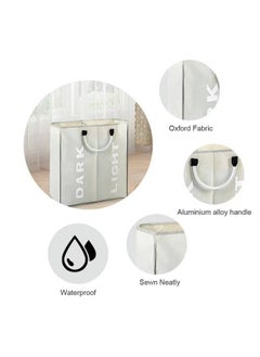 WAOKN Large Capacity Laundry Bag, Ergonomic Handle Dirty Clothes Storage Bag, 2 Compartments Storage Waterproof Travel Bathroom Storage Bag, College Dorm Essentials Storage Bag (Gray)  - Image 2