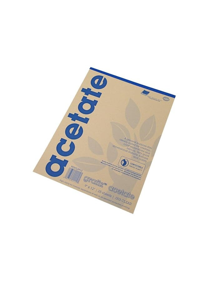 Grafix Grafix Acetate Pad, 9 X 12 in, Clear, 25 Sheets/Pad  - Image 1