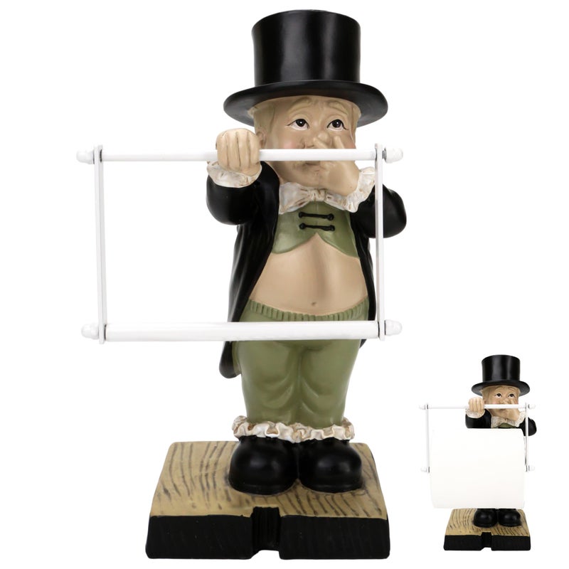 KH866 Funny Gentleman Shape Toilet Butler Statue - Resin Boy Holding Nose Figures Tissue Holder Bathroom Paper Modern Sculptures Home Decor for Shelf Table Desk - Image 1