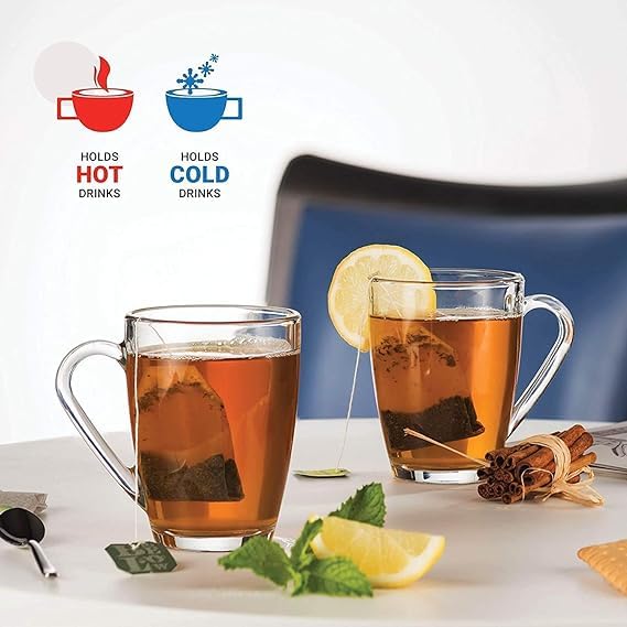 JAMBUVANTI Italian Premium Glass Tea Cup Set Coffee Mugs with Handle Transparent Drinking Cup for Milk Cappuccino Hot Chocolate Cold Beverages 230ml Set of 6 Coffee Mugs 230ML 6 - Image 5