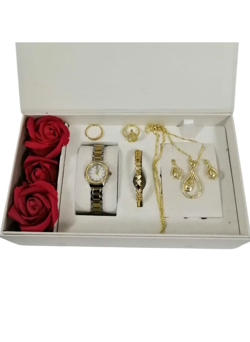 MOUNT ROYALE women's gift set consisting of a wristwatch, bracelet, necklace, ring, and earrings - Image 1