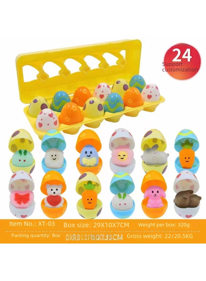 Easter Eggs Printed Painted Plastic Openable Eggs Diy Party Favors Toy Set Educational Fun For Kids-Color:SH-F12(12 Colored Eggs 12 Animals) Random PE Bag - Image 4