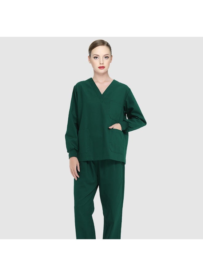 NIBEMINENT سترة مختبر طويلة الأكمام من القطن الخالص زي عمل لمكتب الأسنان والجميلة للرجال والنساء - Image 1