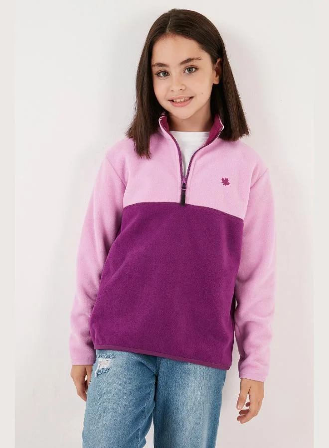 Lela  Lela Soft Texture Half Zipper Color Block Stand Collar Polar Unisex Child POLAR 5905004  | Best Price UAE