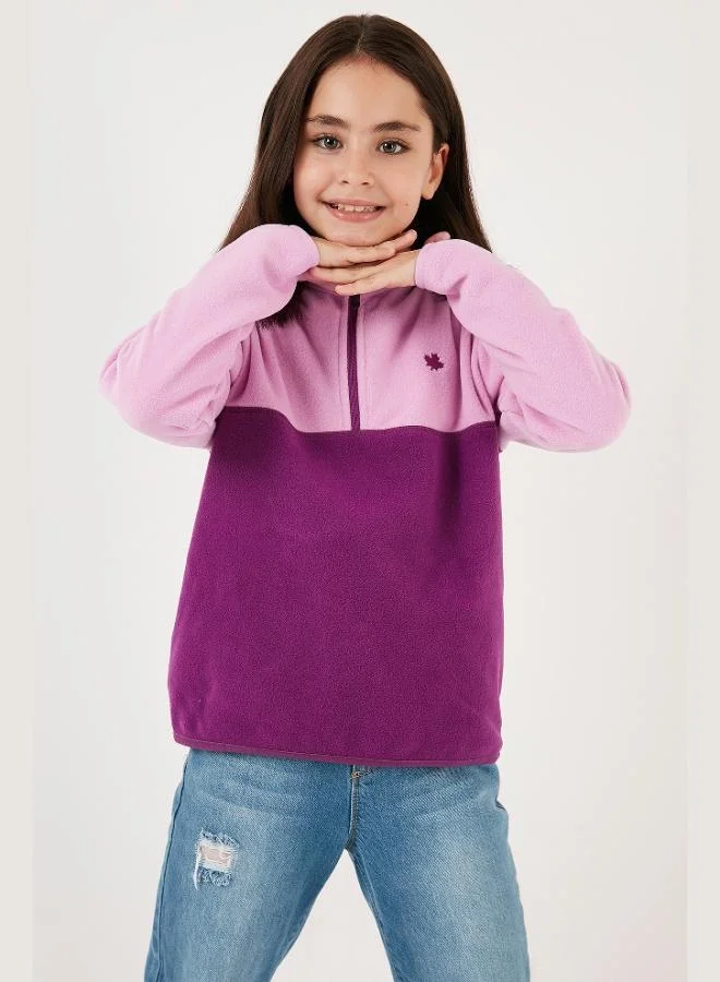 Lela  Lela Soft Texture Half Zipper Color Block Stand Collar Polar Unisex Child POLAR 5905004  | Best Price UAE