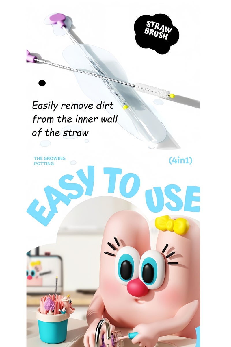 5 in 1 Silicone Baby Bottle Cleaning Brush Set with Stand, Water Bottles Cleaner, Cup Gap Clean Brushes - Image 5