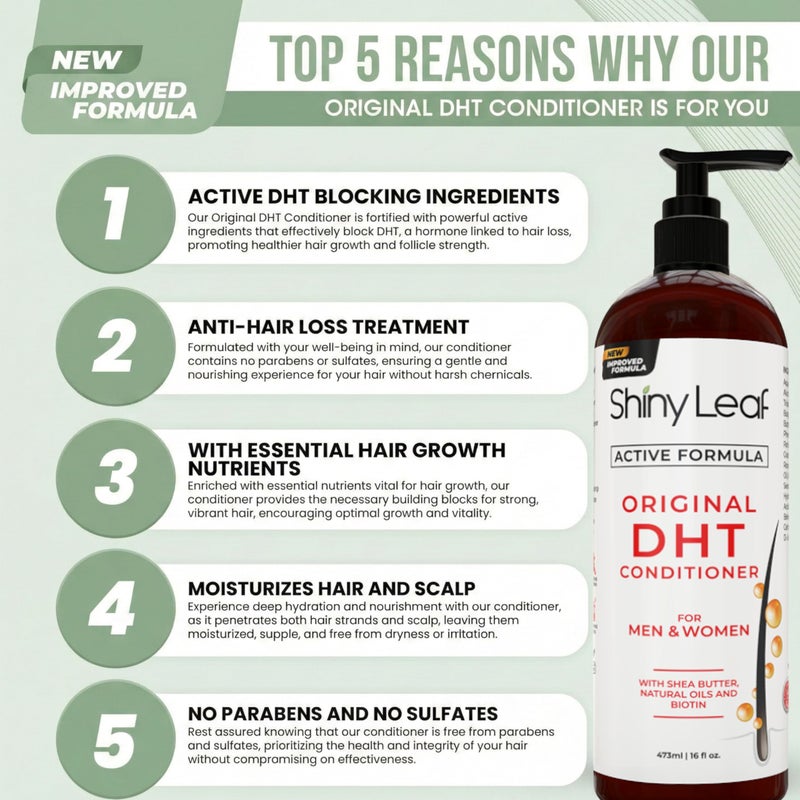 Shiny Leaf بلسم مانع DHT بزيت أوراق إكليل الجبل لنمو الشعر، شعر أكثر نعومة وسلاسة، خالي من البارابين والكبريتات، 16 أونصة - Image 2