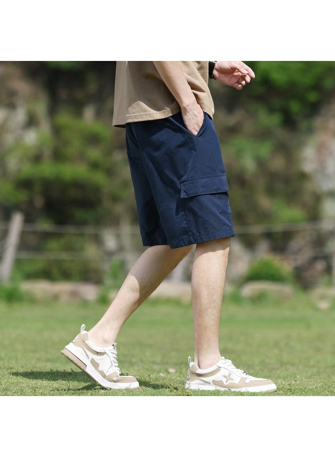 Tucano Men's Work Shorts Summer Lightweight Drawstring 5-pocket Cargo Shorts Comfortable Breathable Solid Color Trendy Versatile Casual Pants - Image 4