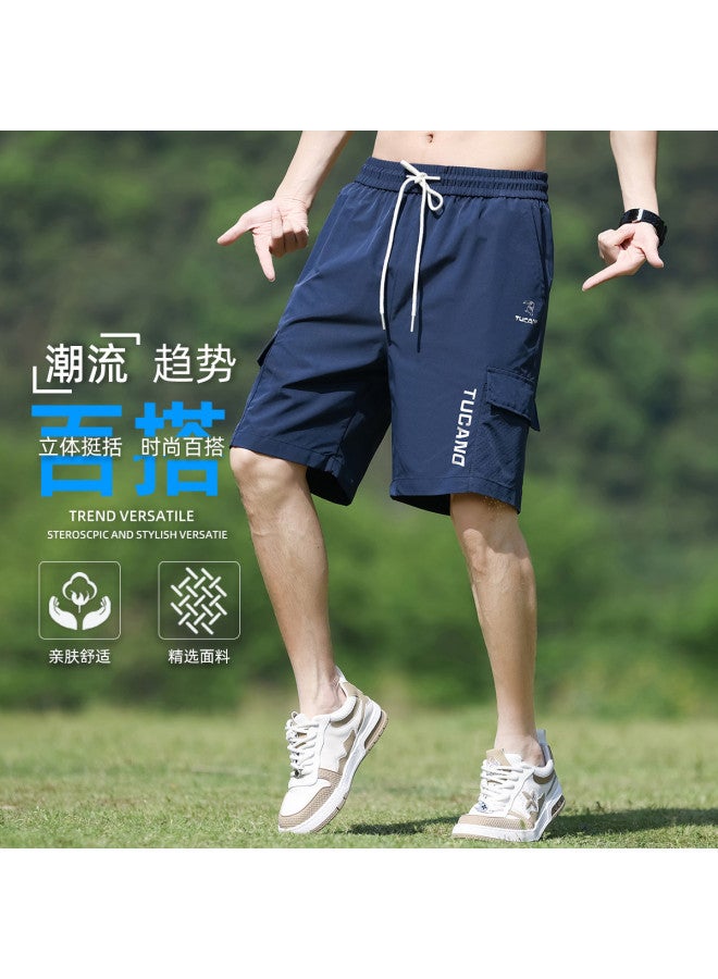 Tucano Men's Work Shorts Summer Lightweight Drawstring 5-pocket Cargo Shorts Comfortable Breathable Solid Color Trendy Versatile Casual Pants - Image 2