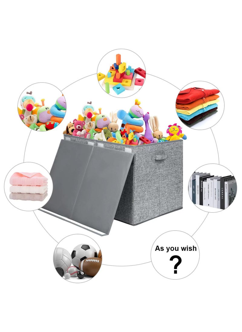 JoyousSto Large Toy Box Chest Storage with Lid - Collapsible Kids Toys Boxes Organizer Bins Baskets Container with Handles，62.5*33*40CM Grey  - Image 3